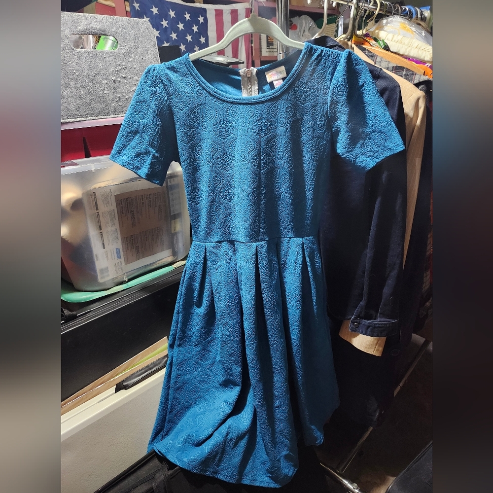 LuLaRoe Blue Fit and Flare Midi Dress